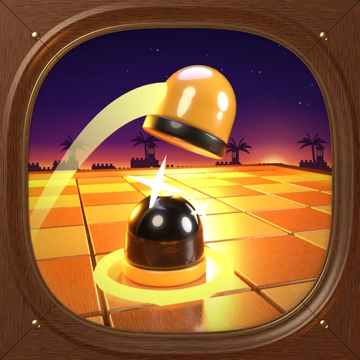The Maidan Games icon: a golden piece jumping over a black piece